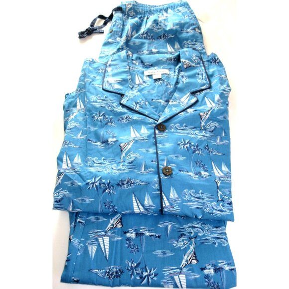 Tommy Bahama Men's Woven Notch Collar Long Pant PJ set Tropical Sea Life NWT XL - Picture 6 of 7